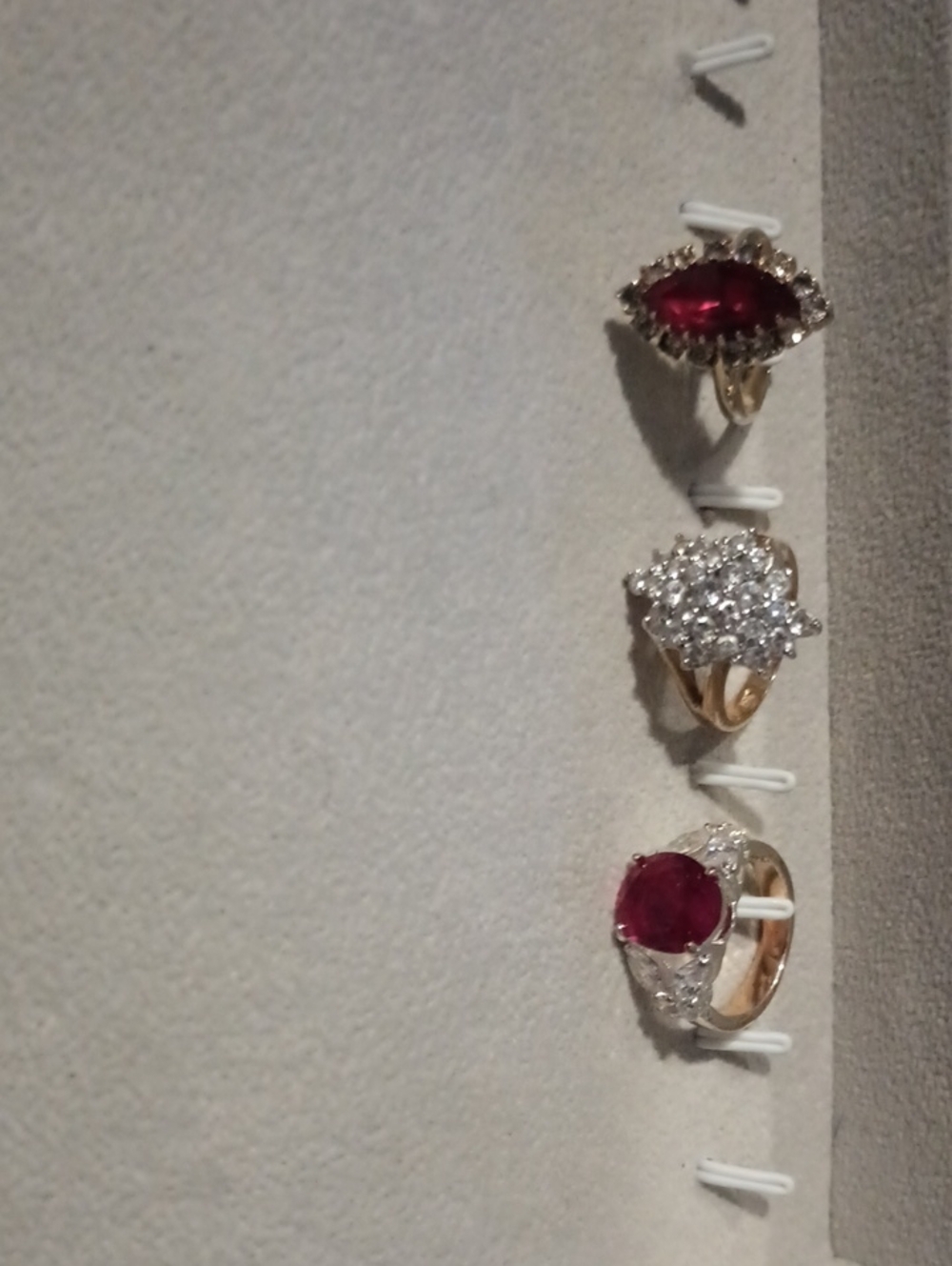 Gold Ring with Red Ruby Center and Clear Crystal Accents - Women Jewelry